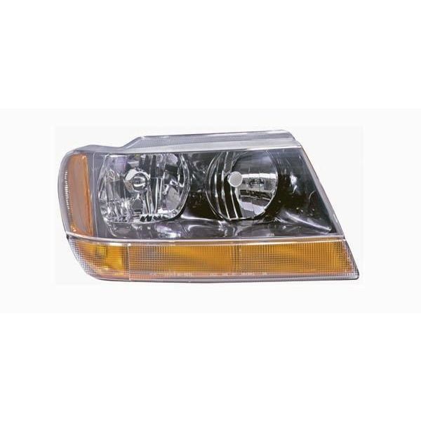 JEEP GRAND CHEROKEE HEAD LAMP ASSEMBLY RIGHT (Passenger Side) (LAREDO/SPORT)(AMBER PARK LEN/BLK BEZEL) OEM#5103400AA 1999-2004 PL#CH2503121