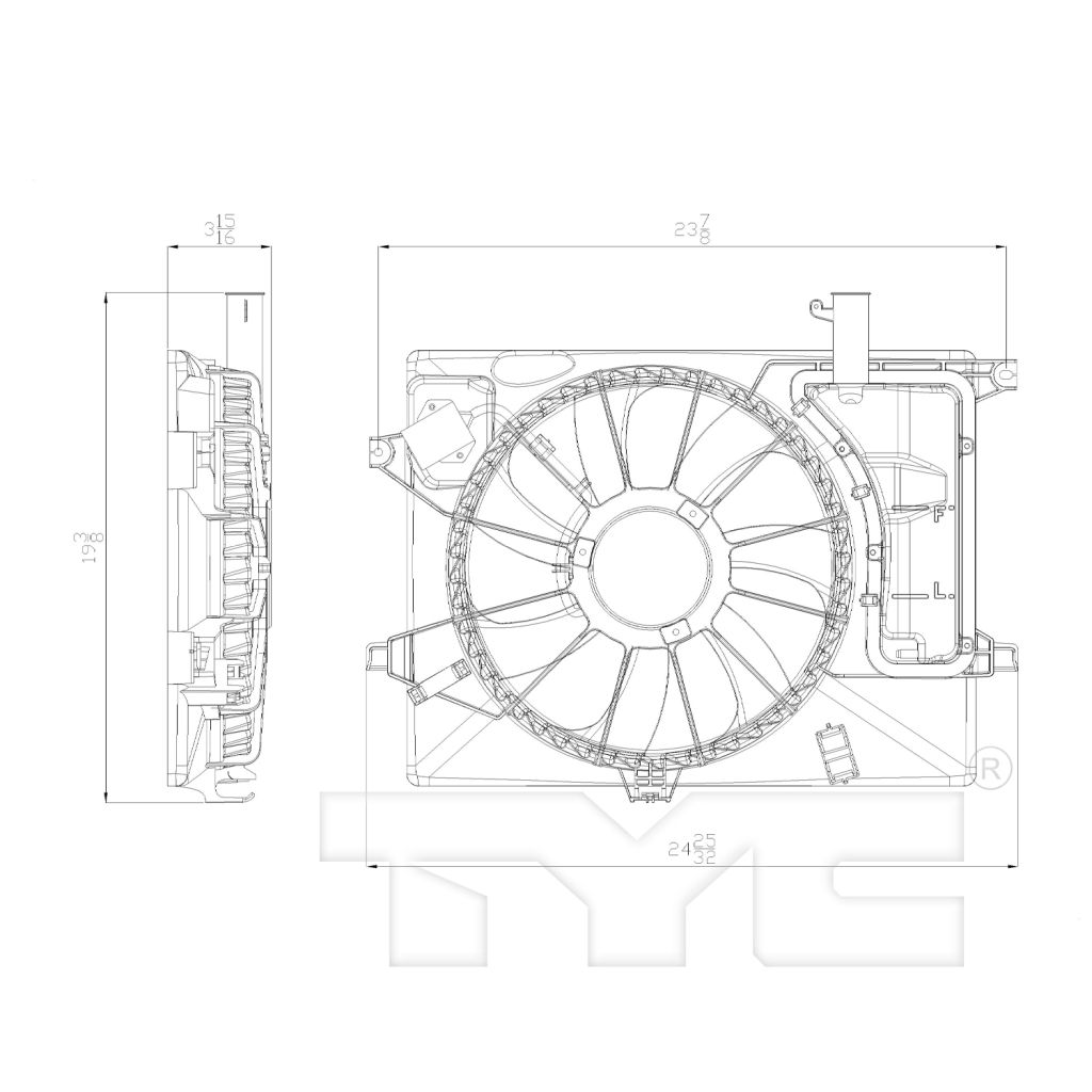 KIA FORTE SEDAN RADIATOR & A/C FAN ASSEMBLY 1.8/2.0L (FM 1-28-14) OEM#253803X100 2014 PL#HY3115133