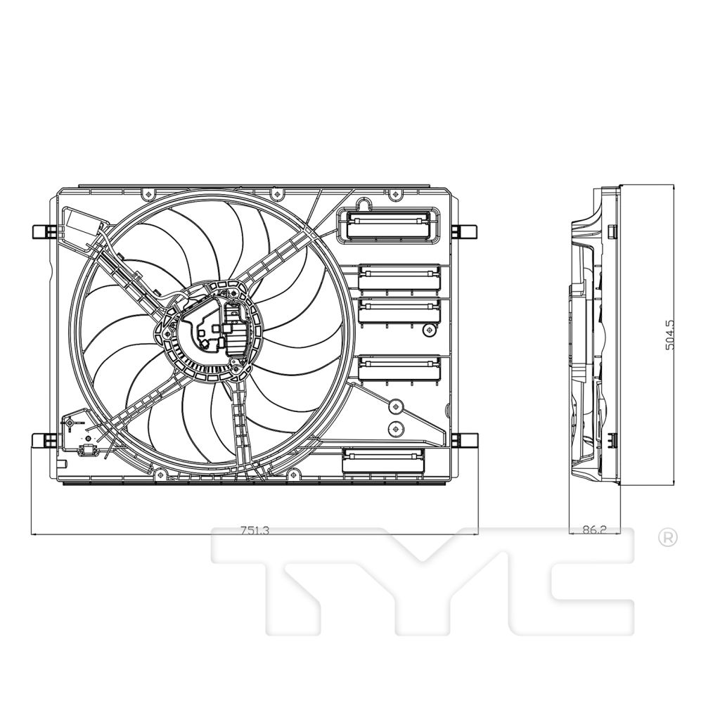FORD TRUCKS & VANS BRONCO SPORT (1.5/2.0L) RADIATOR & A/C FAN ASSY 1.5L/2.0L (SINGLE FAN) OEM#LX6Z8C607D 2021-2025 PL#FO3115237