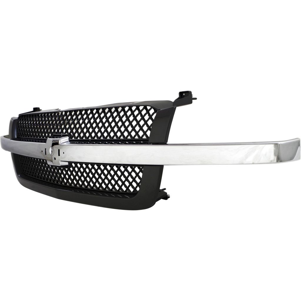 GM TRUCKS & VANS SILVERADO/PU (CHEVY) (07 OLD STYLE) GRILLE CHROME CENTER BAR/BLK PTM FRAME(Exc 2500HD/3500) OEM#19168629 2003-2005 PL#GM1200489