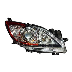 MAZDA MAZDA3 HEAD LAMP RIGHT (Passenger Side) (HALOGEN)(CHR PROJECTOR RING) **CAPA** OEM#BBM4510K0K 2010-2013 PL#MA2519130C