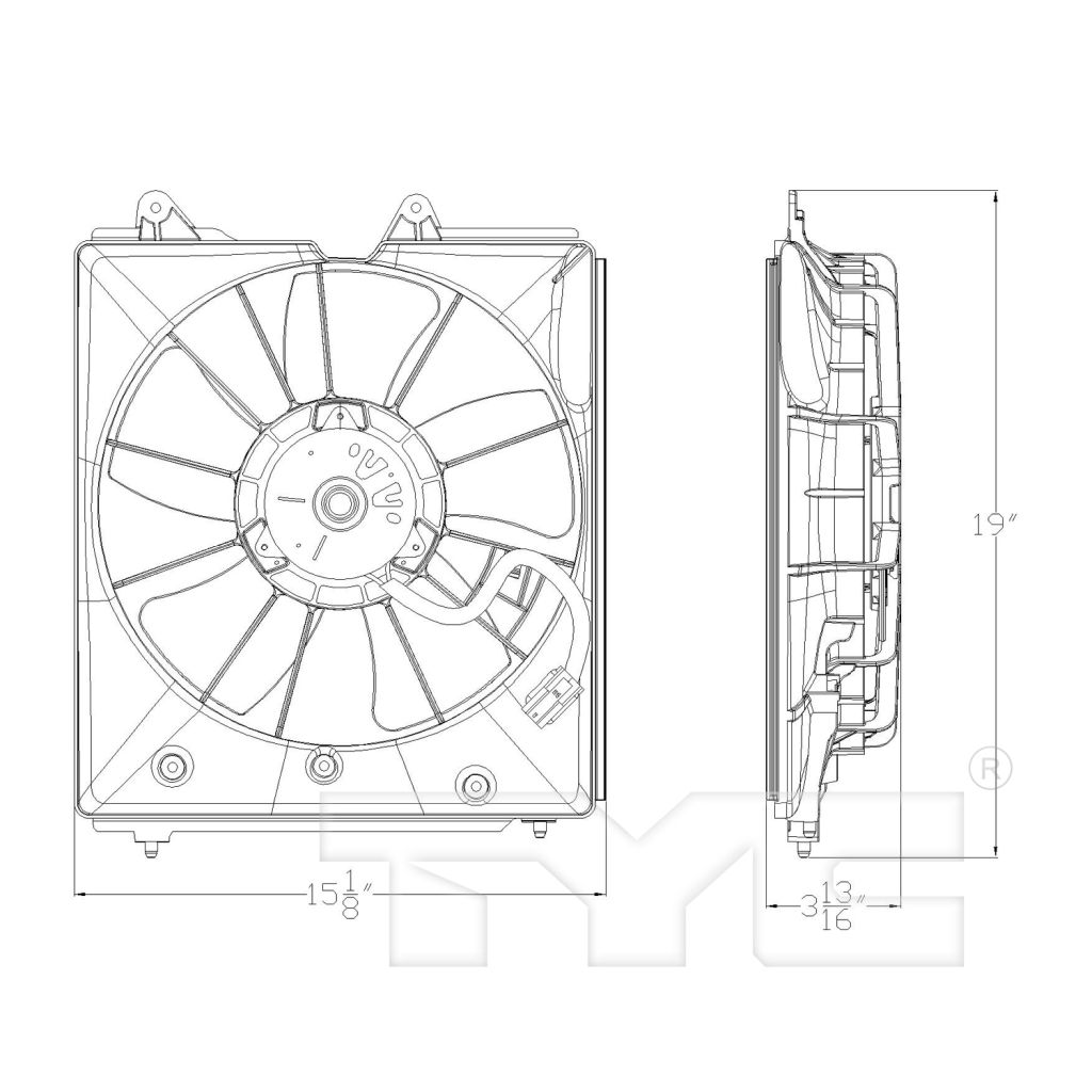 ACURA TL RADIATOR FAN ASSEMBLY (3.5L)(LH) OEM#19030R70A01-PFM 2009-2014 PL#AC3115114