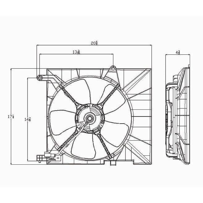 CHEVROLET AVEO SEDAN RADIATOR & A/C FAN ASSEMBLY (W/AC)(SINGLE FAN) OEM#96536666 2007-2008 PL#GM3117106