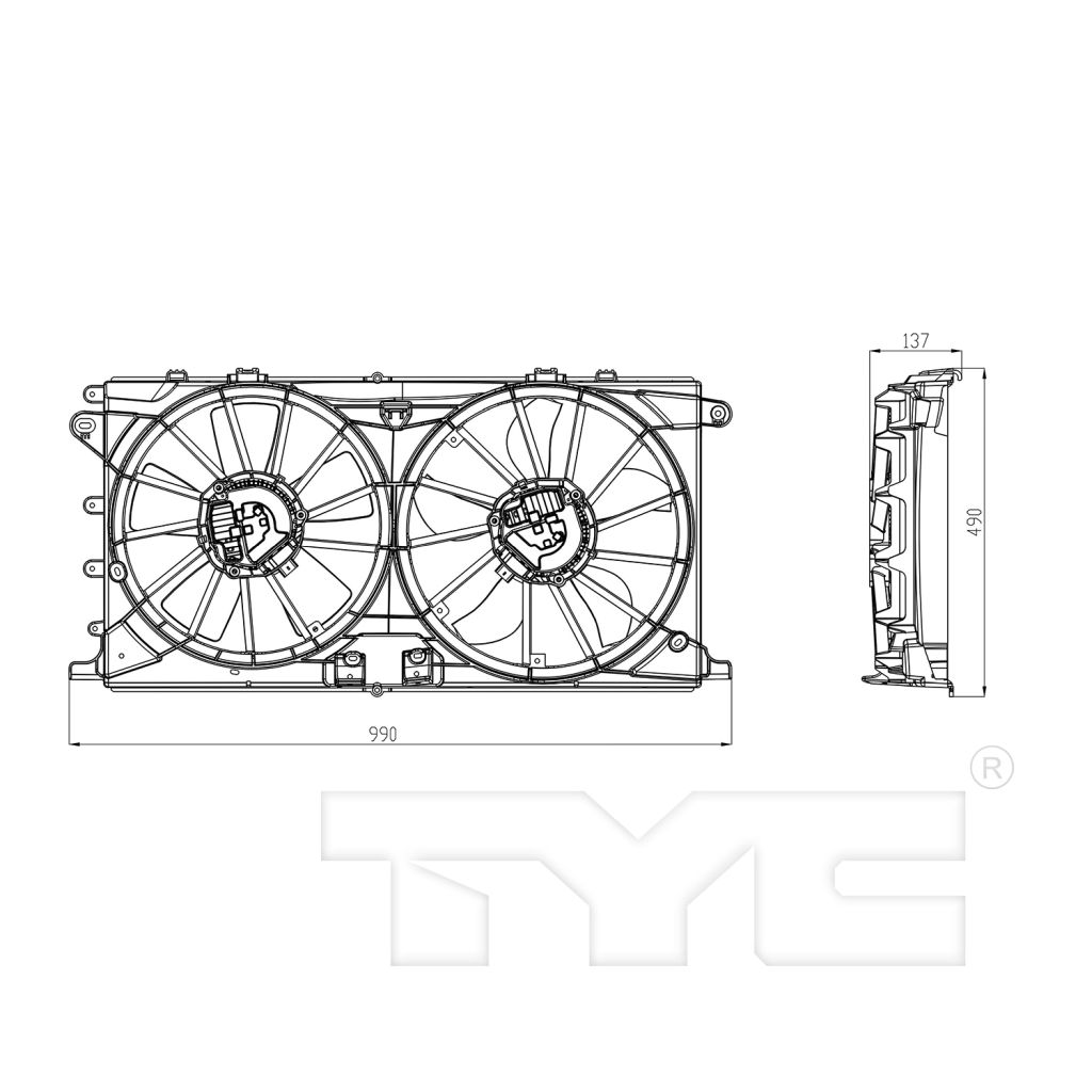 FORD TRUCKS & VANS EXPEDITION RADIATOR & A/C FAN ASSY (HVY DUTY)(BRUSHLESS MOTOR)(3PIN SOCKET) OEM#HL3Z8C607D 2018-2021 PL#FO3115224