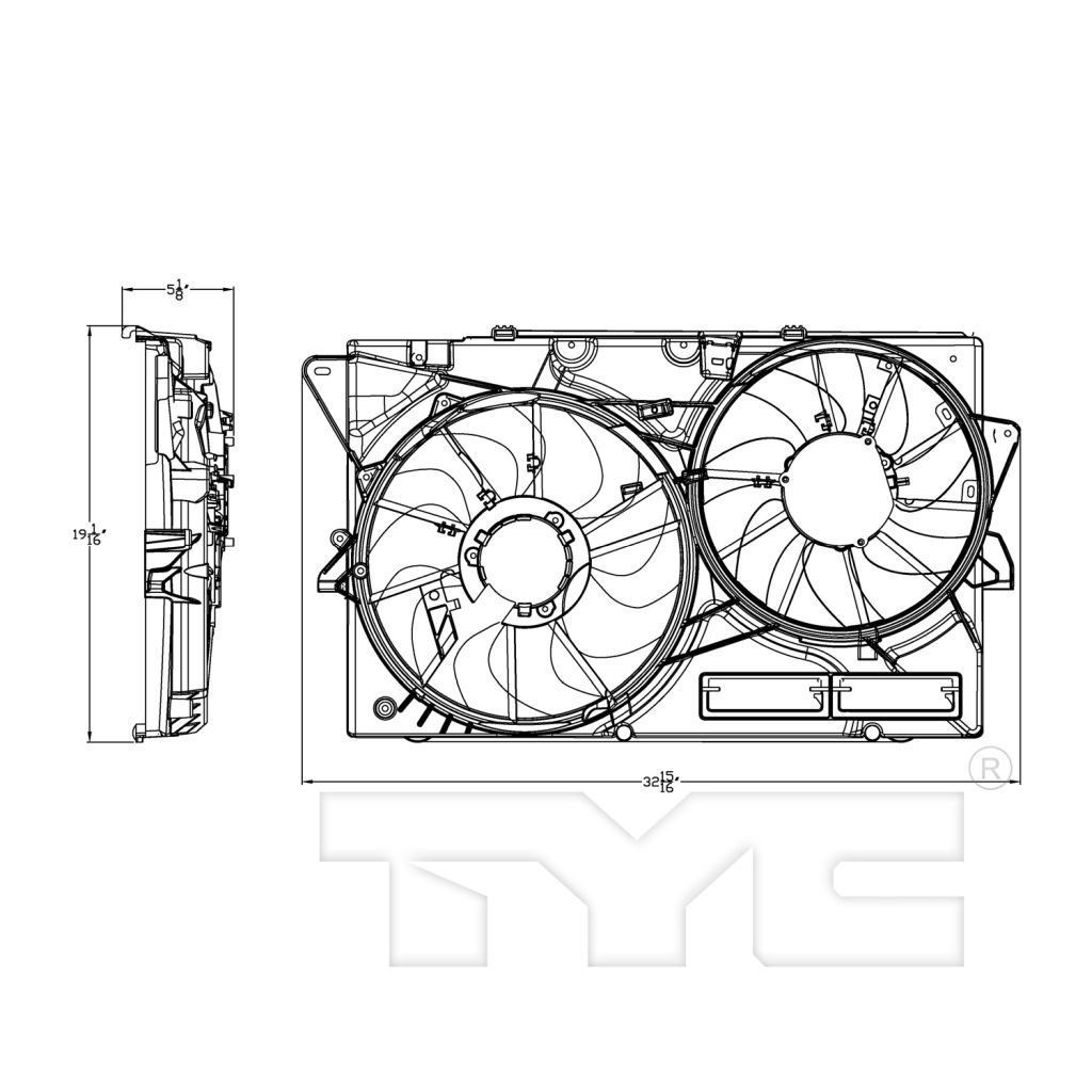 LINCOLN MKS RADIATOR & A/C FAN ASSEMBLY 3.7L OEM#DG1Z8C607G 2013-2016 PL#FO3115199