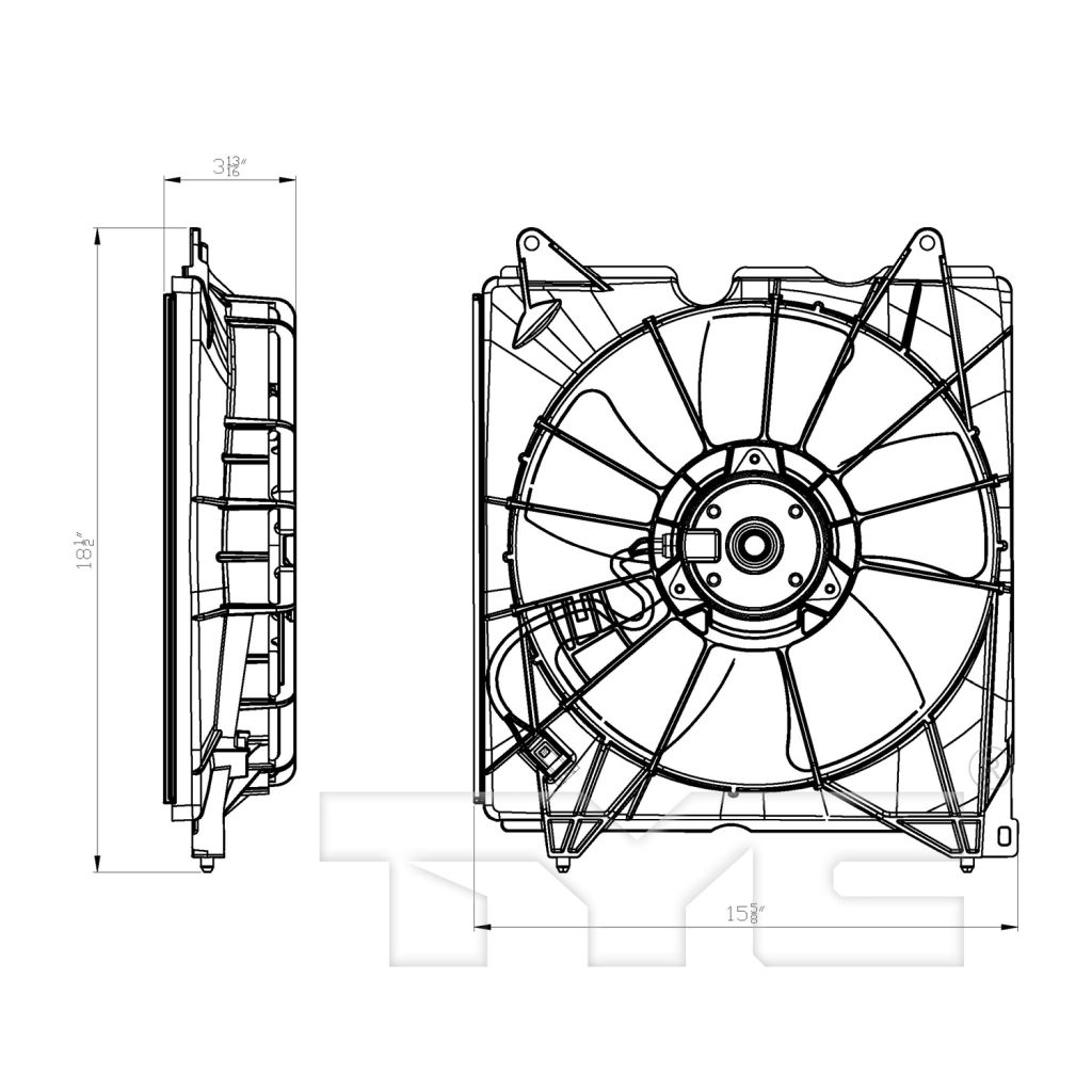 HONDA ACCORD COUPE RADIATOR FAN ASSEMBLY LEFT (Driver Side) (4 CYL EX/EX-L)(6 CYL) OEM#190155A2A01-PFM 2013-2017 PL#HO3115162
