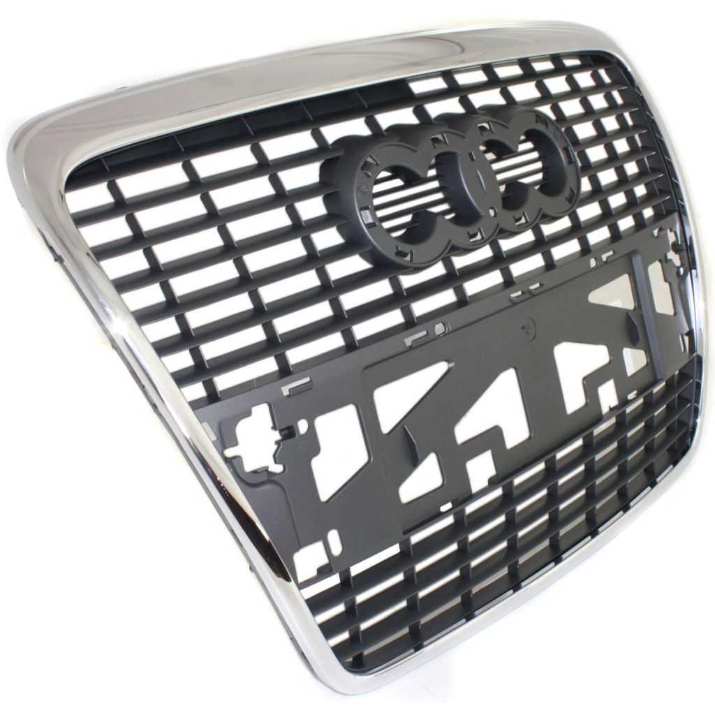 AUDI A6 SEDAN /WAGON GRILLE SLV/BLK (W/CHR Frame)(WO/S-LINE)(WO/SENSOR) OEM#4F08536511QP 2005-2008 PL#AU1200111