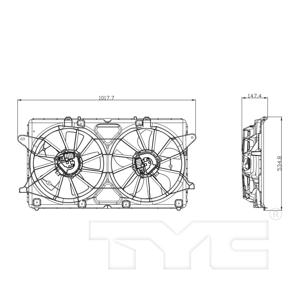 GM TRUCKS & VANS SIERRA/PU 1500 (GMC) RADIATOR & A/C FAN ASSY (DUAL FAN)(4.3/5.3/6.2L) OEM#84120130-PFM 2019 PL#GM3115316