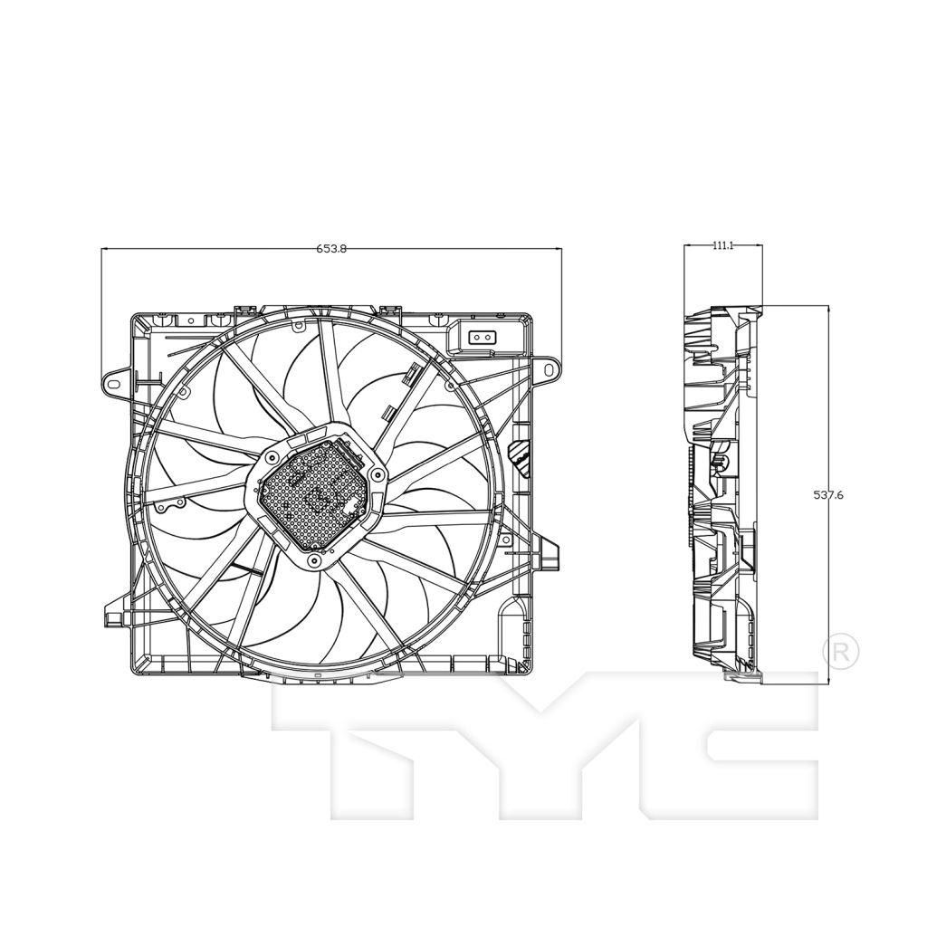 JEEPVEHICLE WRANGLER (JL) RADIATOR & A/C FAN ASSY (SINGLE FAN)(2.0L)(3.0L DIESEL) OEM#68272755AD 2018-2025 PL#CH3115200