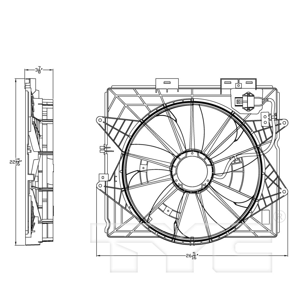 CADILLAC CTS/CTS-V COUPE RADIATOR & A/C FAN ASSEMBLY (W/ RESISTER)(CTS) (SINGLE FAN) OEM#20914377-PFM 2011-2015 PL#GM3115253