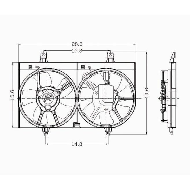NISSAN SENTRA RADIATOR & A/C FAN ASSY (W/AC)(1.8 2000-2001/2.0L)(DUAL FAN) OEM#214816M100 2000-2006 PL#NI3115102