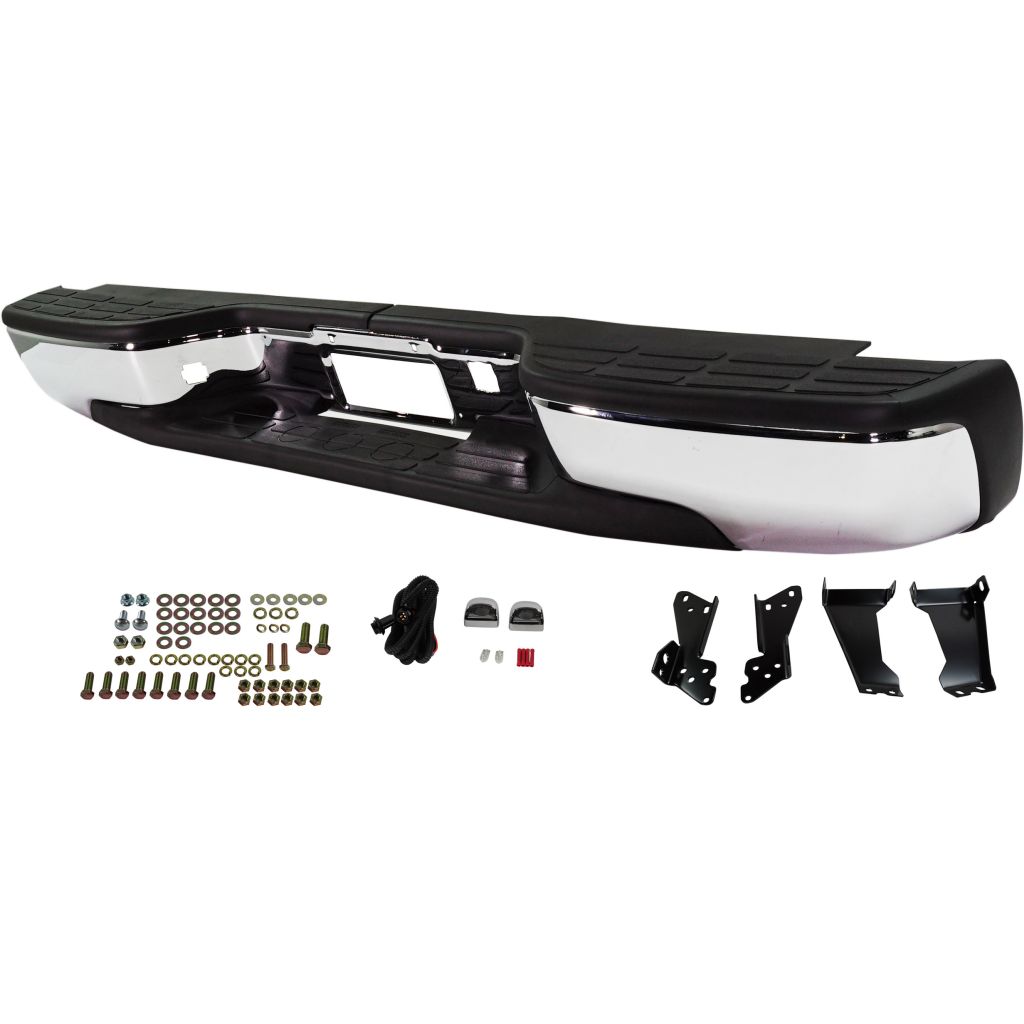 GM TRUCKS & VANS SILVERADO/PU (CHEVY) (07 OLD STYLE) REAR STEP BUMPER ASSEMBLY CHROME W/MTG KIT (Fleetside)(1500/2500) OEM#12496085 1999-2007 PL#GM1103122