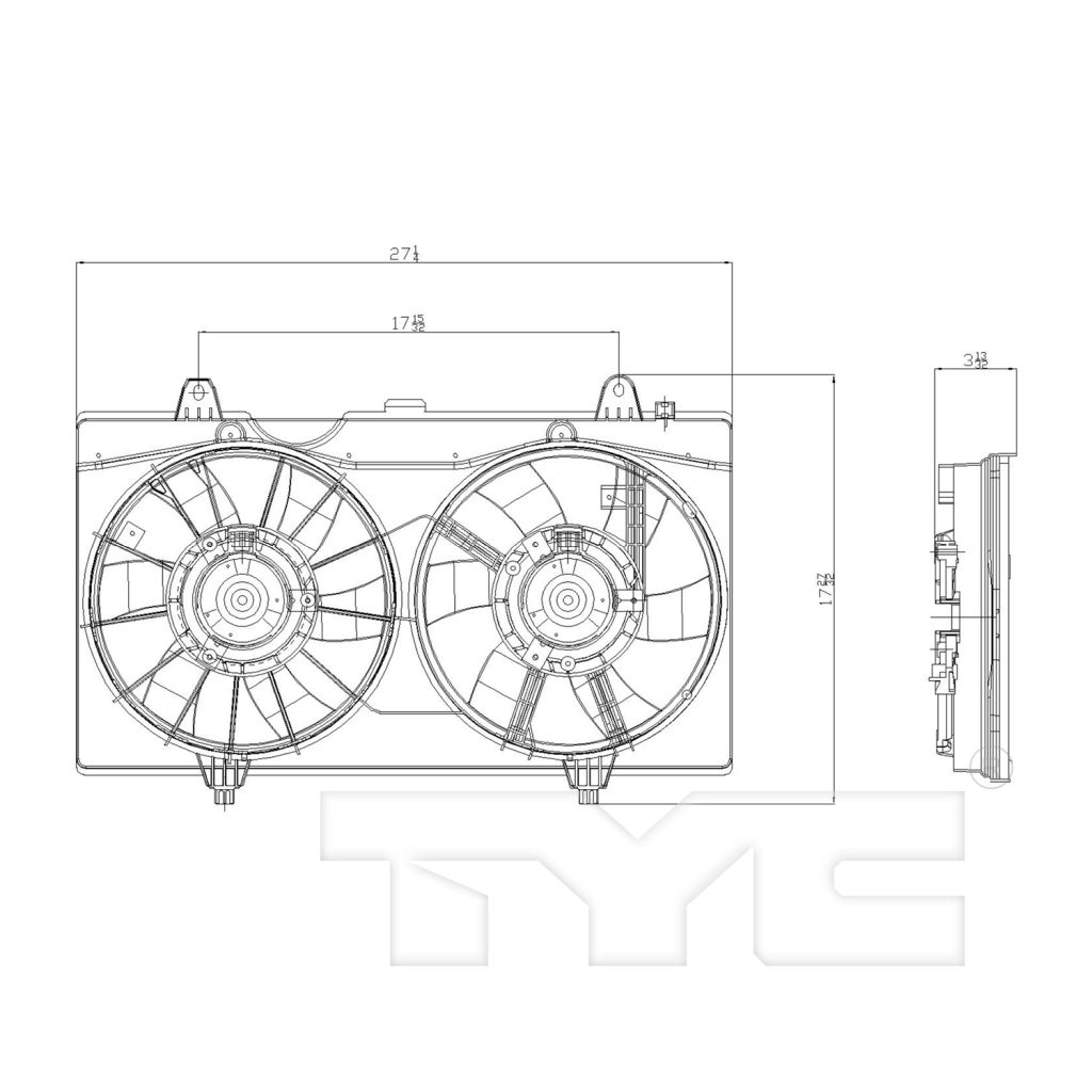 NISSAN(DATSUN) SENTRA RADIATOR & A/C FAN ASSEMBLY (2.0L SR/Special Edition)(2.5L)(DUAL FAN) OEM#21481ET80B 2007-2012 PL#NI3117102