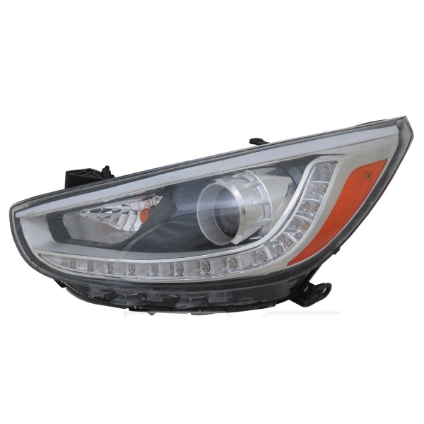 HYUNDAI ACCENT SEDAN HEAD LAMP ASSY LEFT (Driver Side) (HALOGEN PROJECTOR W/LED MARKER) OEM#921011R610 2014-2017 PL#HY2502191