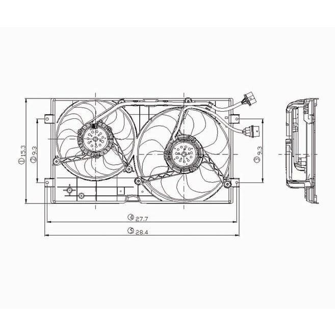 VOLKSWAGEN BEETLE RADIATOR & A/C FAN ASSEMBLY 1.8/1.9/2.0L (DUAL FAN)(EXC TURBO) OEM#1C0121207C-PFM 1998-2006 PL#VW3115101