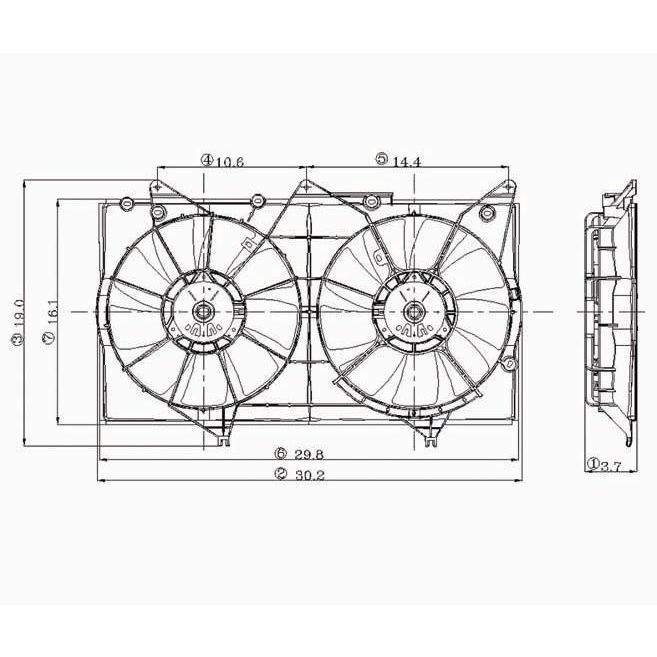 TOYOTA SOLARA RADIATOR & A/C FAN ASSY (V6)(DUAL FAN) OEM#167110A170-PFM 2004-2008 PL#LX3115107