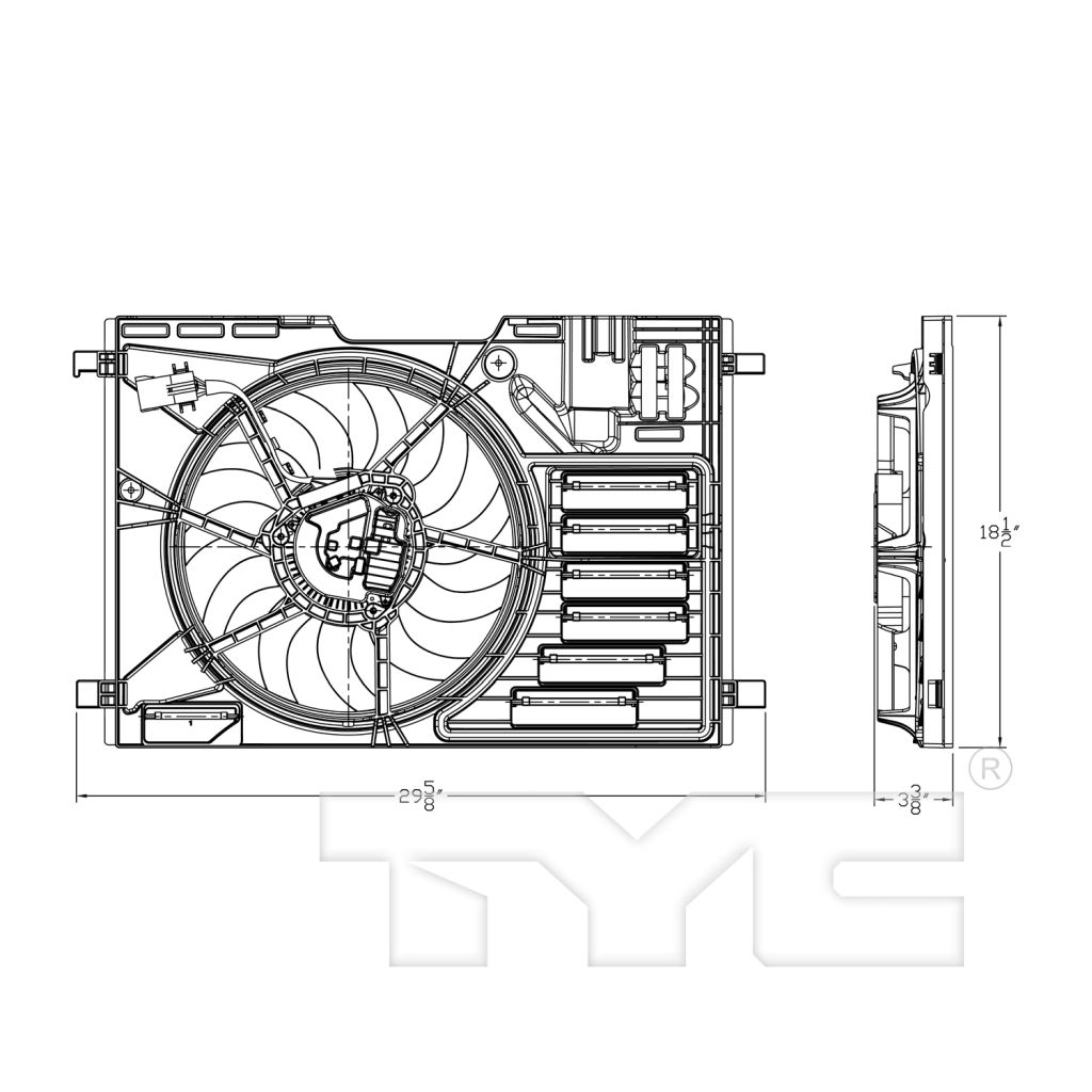 FORD TRUCKS & VANS ESCAPE RADIATOR & A/C FAN ASSEMBLY 2.5L (SINGLE)(W/MOTOR) OEM#GV6Z8C607A 2017-2019 PL#FO3115220