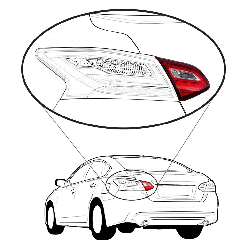 NISSAN(DATSUN) ALTIMA SEDAN BACK-UP LAMP ASSEMBLY LEFT (Driver Side) (EXC SMOKED LENS) **CAPA** OEM#265459HS0A 2016-2017 PL#NI2802110C