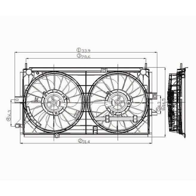 CHEVROLET IMPALA RADIATOR & A/C FAN ASSY OEM#19130419 2000-2003 PL#GM3117104