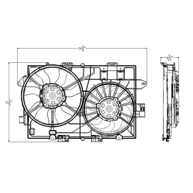 PONTIAC TORRENT RADIATOR & A/C FAN ASSEMBLY 3.6L (1st Design) OEM#19130470-PFM 2008 PL#GM3115226