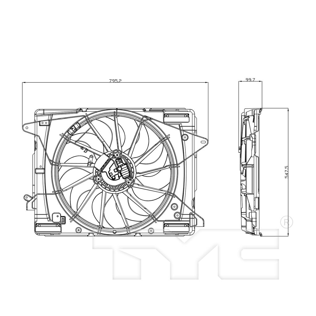 FORD TRUCKS & VANS MAVERICK RADIATOR & A/C FAN ASSY (WO/TOW)(WO/FX4 OFF-ROAD)(SINGLE FAN) OEM#LX6Z8C607A 2022 PL#FO3115228