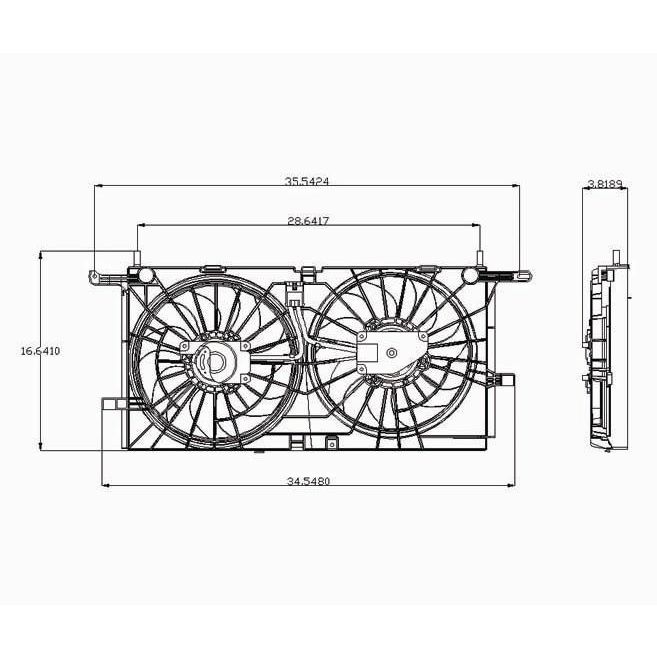 BUICK TERRAZA RADIATOR & A/C FAN ASSY (3.5L)(WO/REAR A/C)(DUAL FAN) OEM#15290117 2005-2006 PL#GM3115196