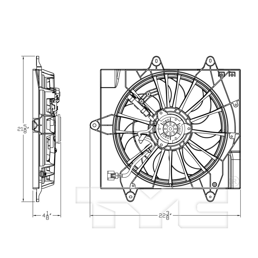 CHRYSLER PT CRUISER RADIATOR & A/C FAN ASSEMBLY (2.4L)(W/ TURBO)(SINGLE FAN) OEM#5127726AA 2004-2005 PL#CH3115144