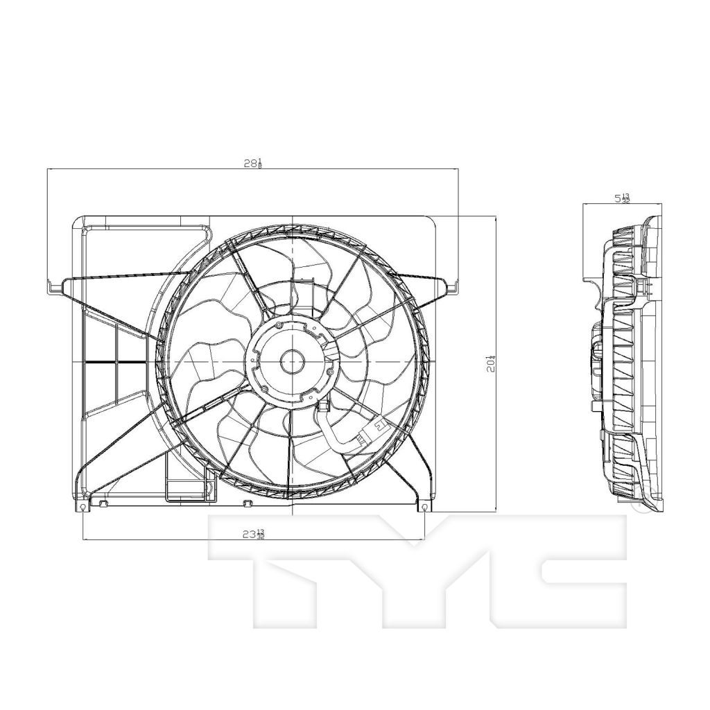 HYUNDAI SONATA RADIATOR & A/C FAN ASSEMBLY (3.3L)(SINGLE FAN) OEM#253803K280 2006-2008 PL#HY3117101