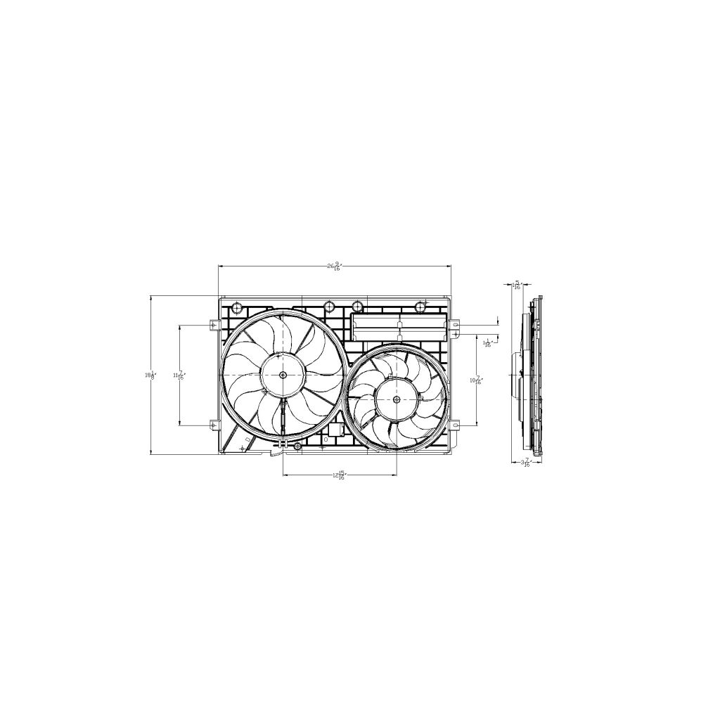 VOLKSWAGEN JETTA SEDAN (GEN 5) RADIATOR & A/C FAN ASSY (1.9/2.0L)(DIESEL)(DUAL FAN) OEM#1K0959455ES-PFM 2005-2010 PL#VW3117106