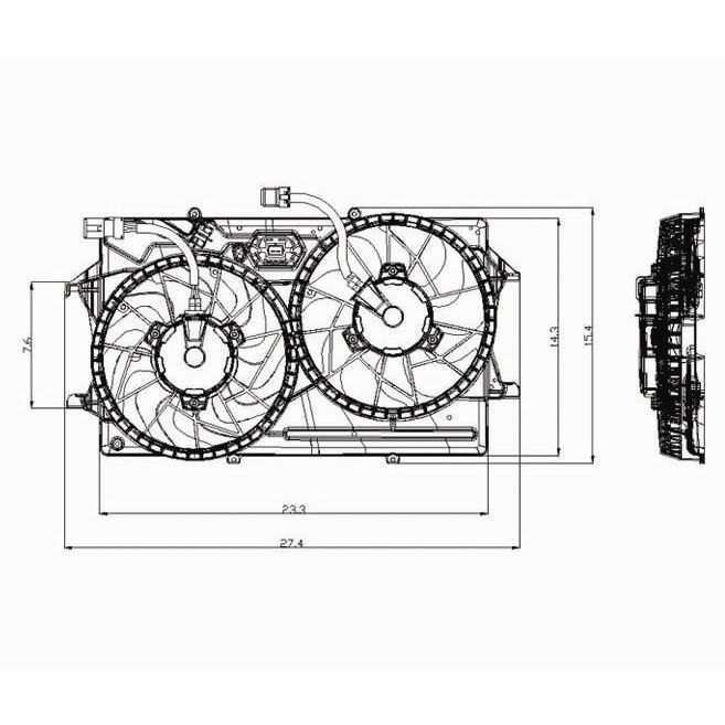 FORD FOCUS RADIATOR & A/C FAN ASSY (2.0L DOHC W/AC)(DUAL FAN) OEM#3S4Z8C607A 2003-2004 PL#FO3115153