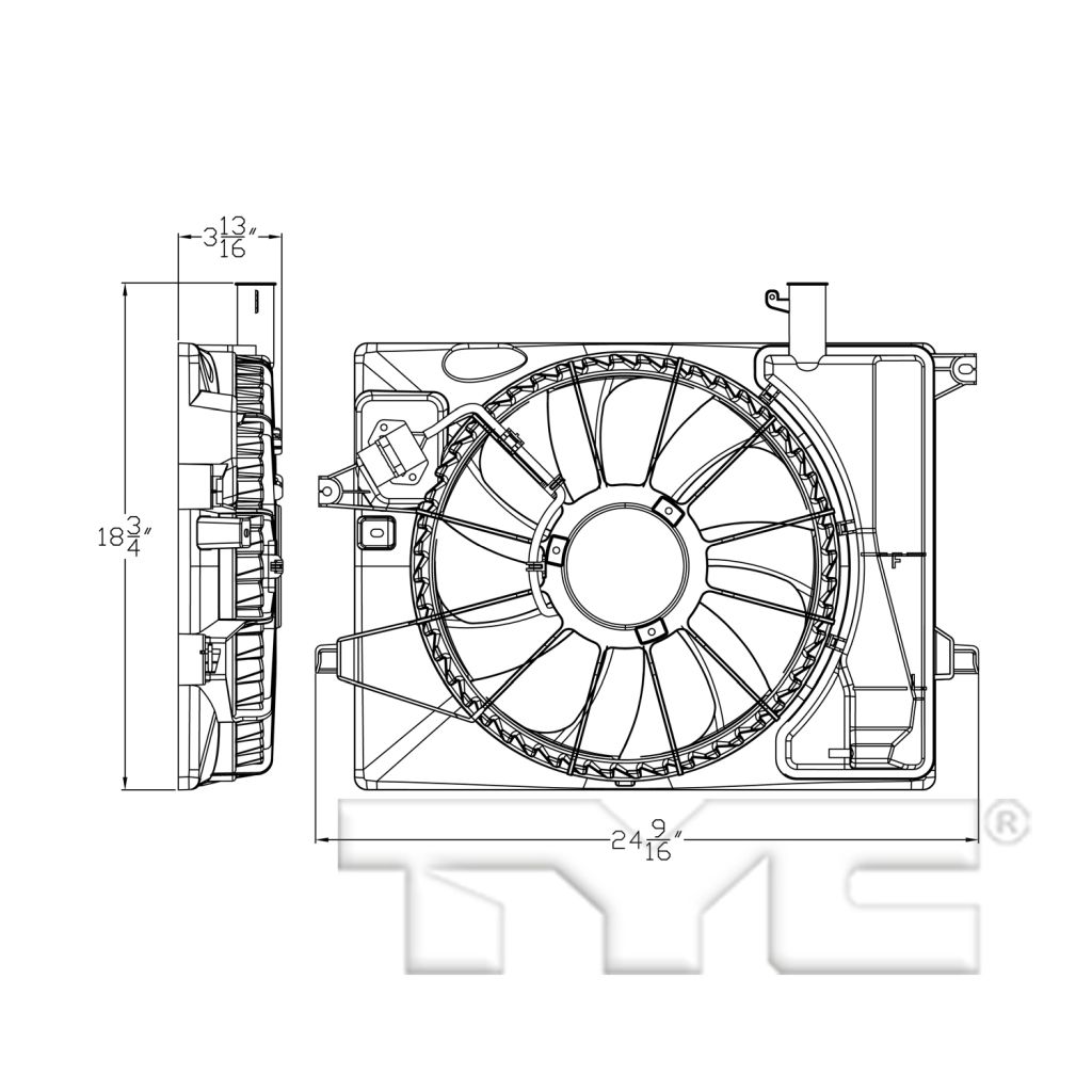 HYUNDAI ELANTRA GT (5DOORS) RADIATOR & A/C FAN ASSEMBLY OEM#253803X500 2016-2017 PL#HY3115152
