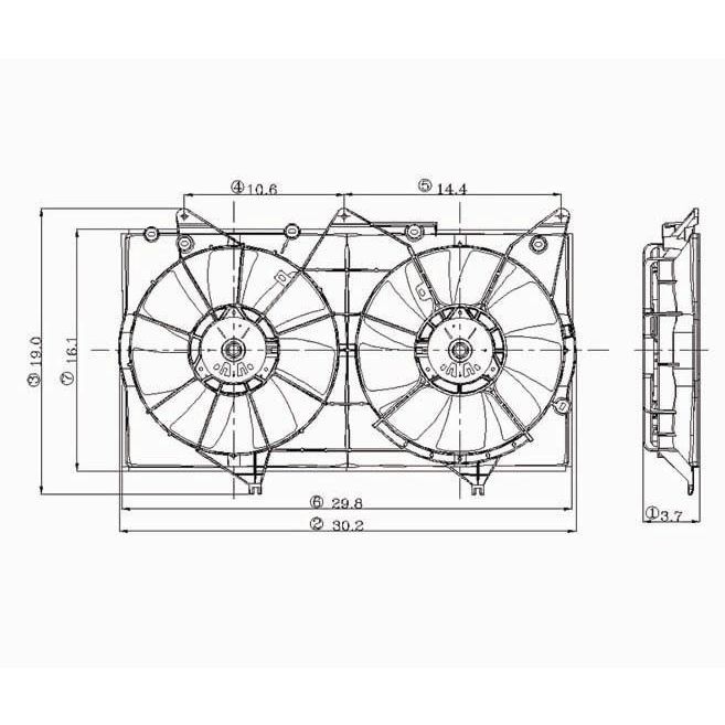 TOYOTA SOLARA RADIATOR & A/C FAN ASSY (V6)(USA BUILT)(DUAL FAN) OEM#163630A180-PFM 2004-2006 PL#TO3115129