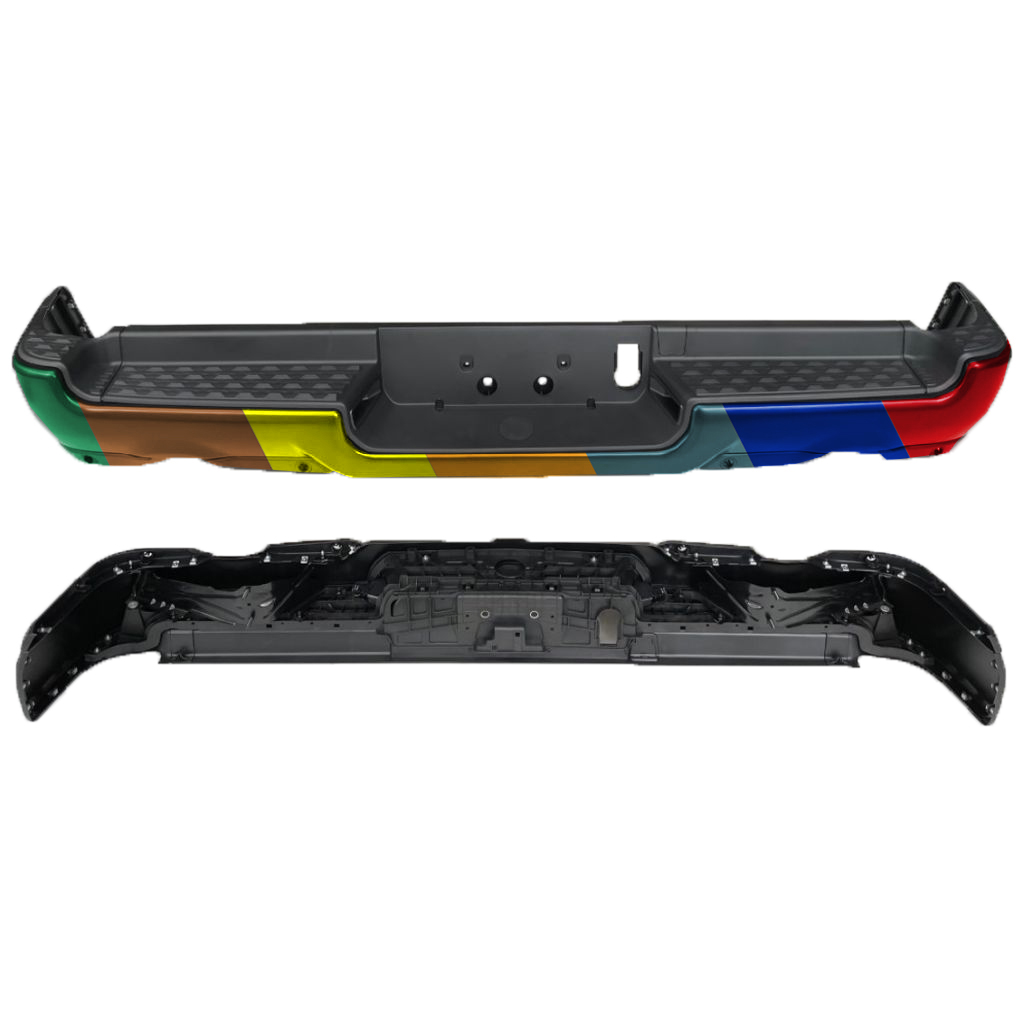 DODGE TRUCKS & VANS DODGE/PU (R1500) REAR STEP BMP ASSY BLACK/PTM (W/4 PK SENSOR)(DUAL EXHAUST) OEM#68404438AB-PFM 2019-2022 PL#CH1103140