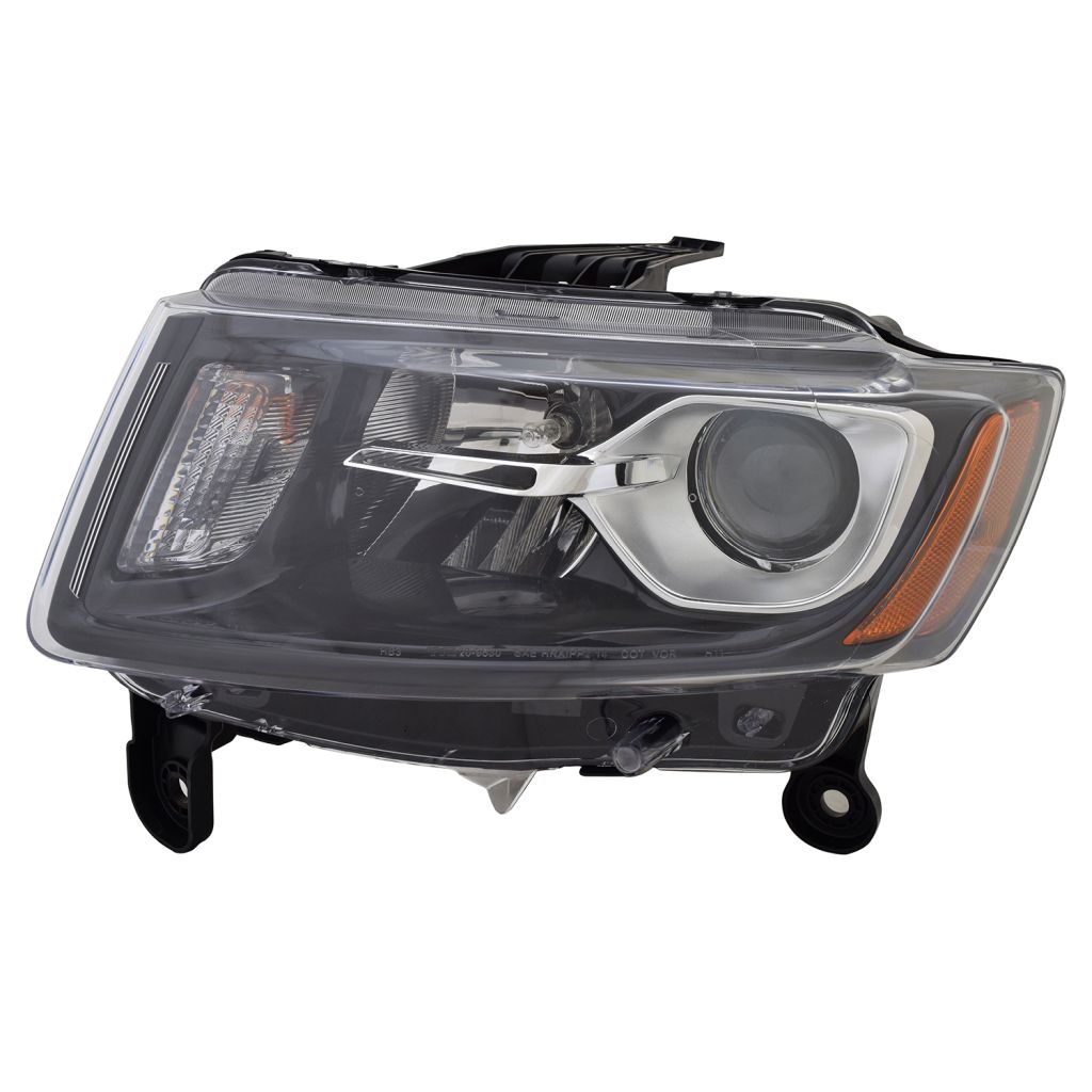 JEEPVEHICLE GRAND CHEROKEE / GRAND CHEROKEE WK HEAD LAMP ASSY LEFT (Driver Side) (HALOGEN)(BLACK)(EXC 75th ED) OEM#68236109AE 2014-2016 PL#CH2502308