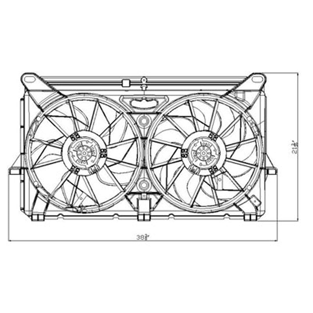 GM TRUCKS & VANS AVALANCHE RADIATOR & A/C FAN ASSEMBLY (5.3L/6.0L)(DUAL FAN) OEM#89023365-PFM 2005-2006 PL#GM3115212