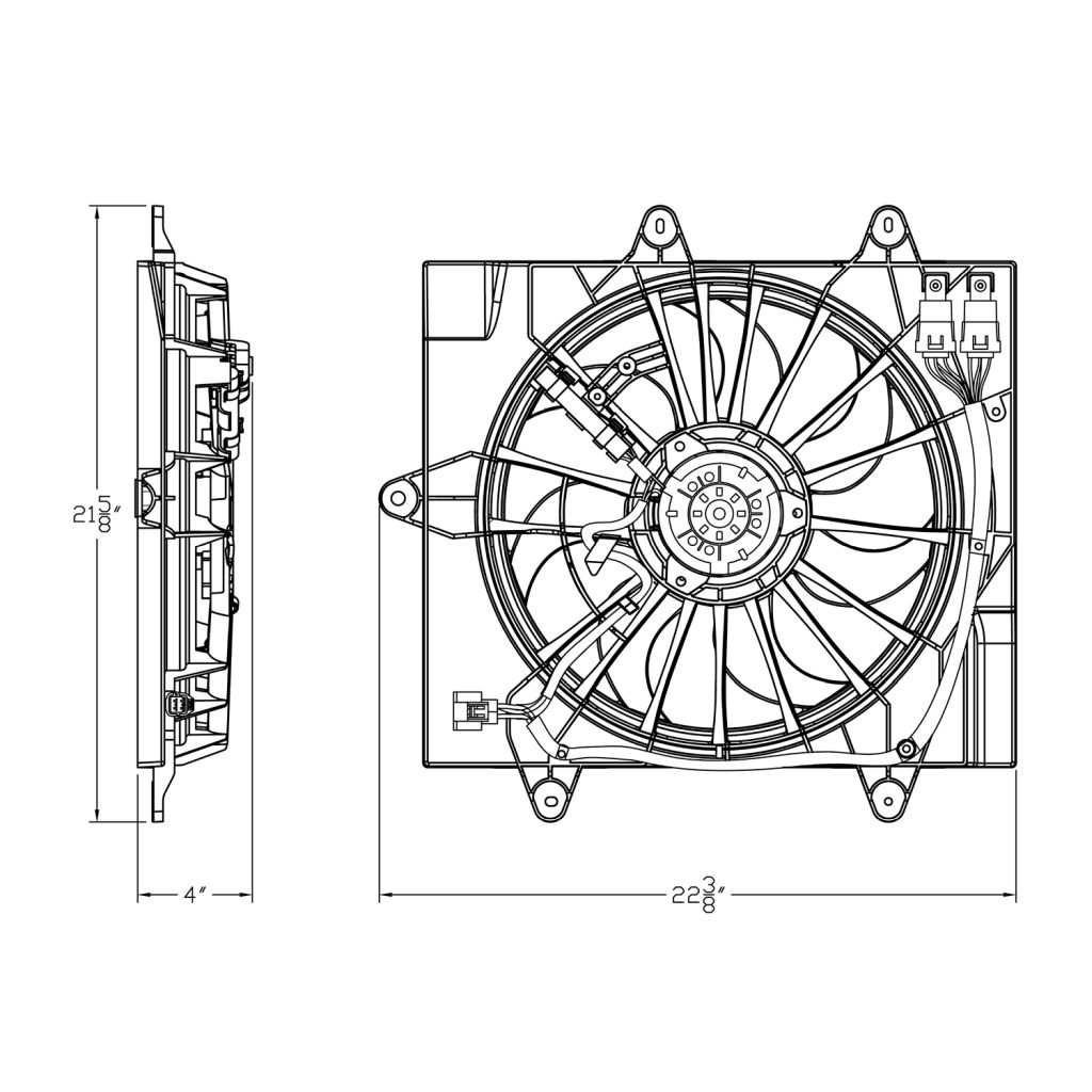 CHRYSLER PT CRUISER RADIATOR & A/C FAN ASSY (W/TURBO)(SINGLE FAN) OEM#5179463AA 2006-2010 PL#CH3115156