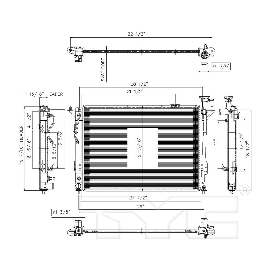 HYUNDAI SANTA FE /SANTA FE XL (3.3L) RADIATOR 3.3L OEM#253102W800- 2013-2019 PL#HY3010170