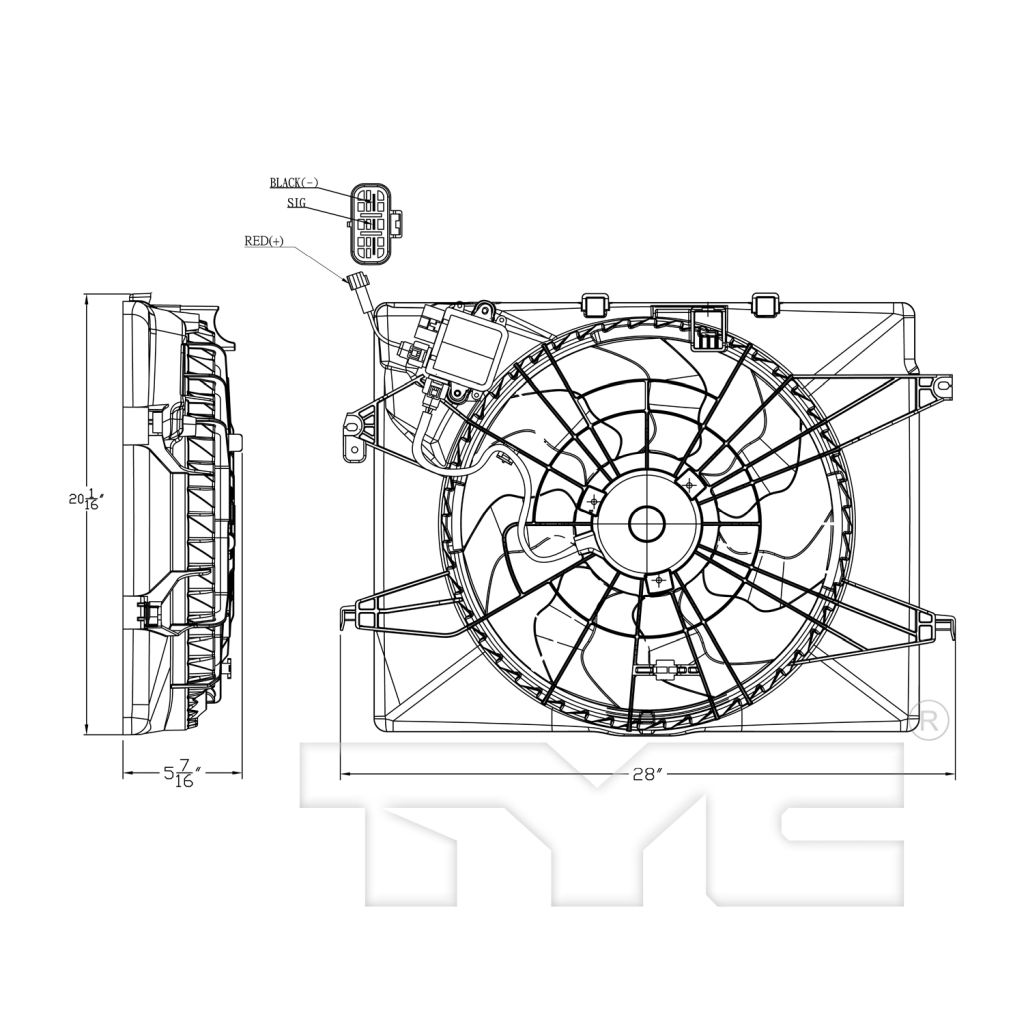 KIA OPTIMA HYBRID RADIATOR & A/C FAN ASSEMBLY (SINGLE FAN) OEM#253804R500 2014-2016 PL#HY3115149